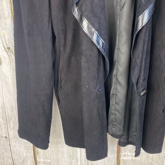 Char and Sher Suede Leather Jacket Black Size 8 - Picture 3 of 8